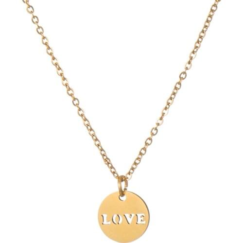 New Arrivals Hollow Gold Color Love Round Necklaces for Women Party Jewelry Long Necklaces Statement Jewelry