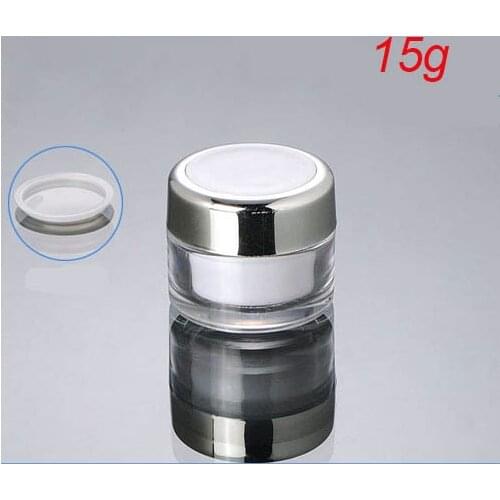 15G plastic cream jar with white top for eye cream nail art pot essence gel moisturizer plastic jar cosmetic packing