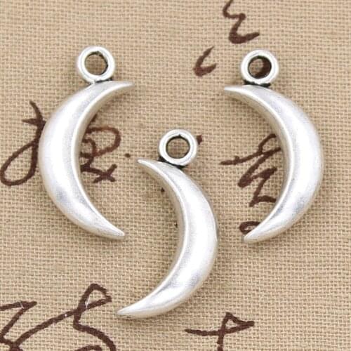 6pcs Charms Moon 31x14mm Antique Bronze Silver Color Pendants DIY Crafts Making Findings Handmade Tibetan Jewelry