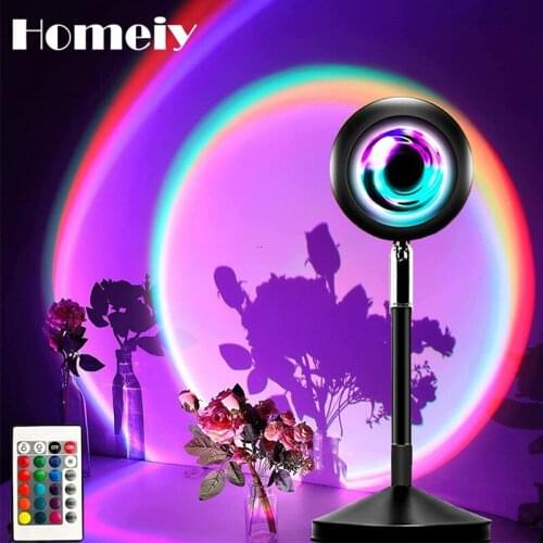 Sunset Projection Lamp LED Sunset Rainbow Projector Atmosphere Night Light Bedroom Bedside Table Lamps Bar Background Decoration