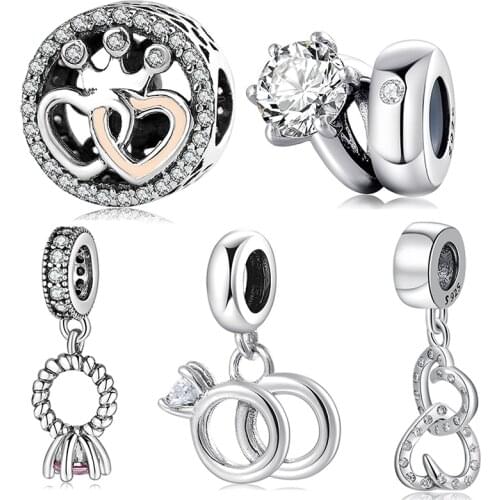 Hot 925 Sterling Silver heart shape Charm Pendant Beads 925 Sterling Silver Couple Fit Original JIUHAO charm Bracelet Jewelry