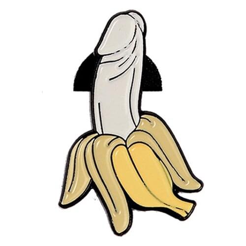 Banana Pin X-rated Adult Funny Evil Reproductive Organ Enamel Pin Badges Brooch Denim Shirt Lapel Pins Punk Cool Jewelry Gift