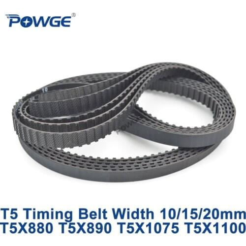 POWGE T5 Synchronous timing belt C=880/990/1075/1100 Width 10/15/20mm Teeth 176 198 215 220 Rubber T5X880 T5X990 T5X1075 T5X1100