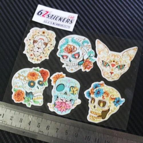 Sixsub Sweet Skull ASSEMBLY x6 moto cars Reflective stickers decals waterproof sunscreen