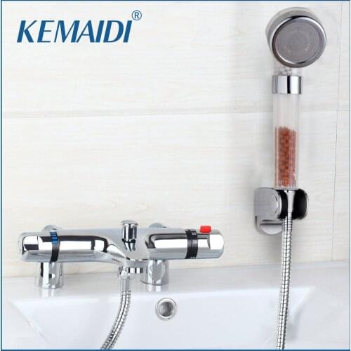 KEMAIDI Deck Mounted Bath Shower Thermostatic Faucets Valve Bathroom Shower Water Thermostatic Control Valve Mixer Faucet