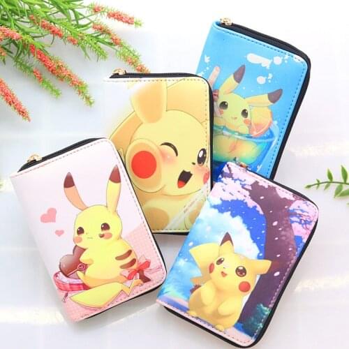 TAKARA TOMY Anime Pokemon Short Wallet Pikachu Eevee Snorlax PU Leather Coin Purse Wallet Anime Purses and Handbags kids gifts
