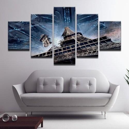 Ultra-Modern Decor Poster 5 Pieces Picture Canvas Painting Eiffel Tower Technology Poster Modular Wall Art Home Wall Decoration