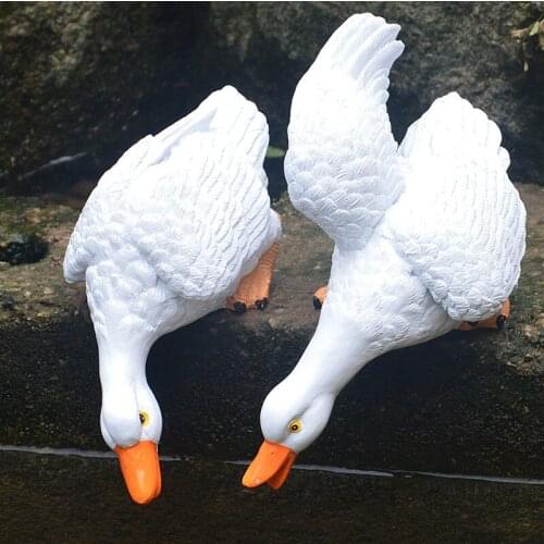 Water Duck Bonsai Ornaments Running Sketch Resin Craft Micro-Landscape Props Miniature Video Bathroom With