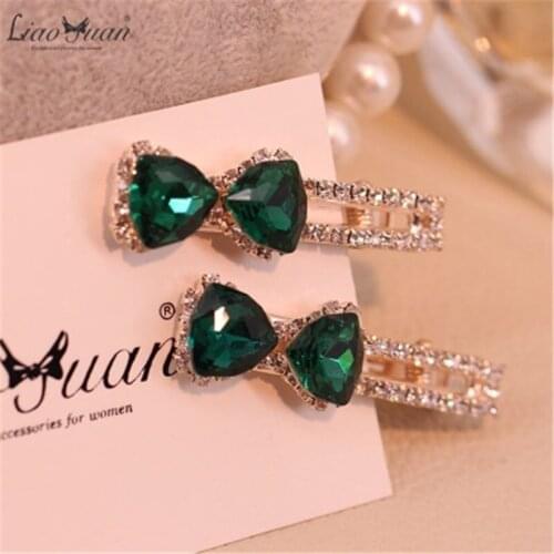 Hair Clip Hairpin For Women Girl Crystal Rhinestone Bow Knot Solid Korean Handmade Fashion Head Accessories Mujer Wholesale
