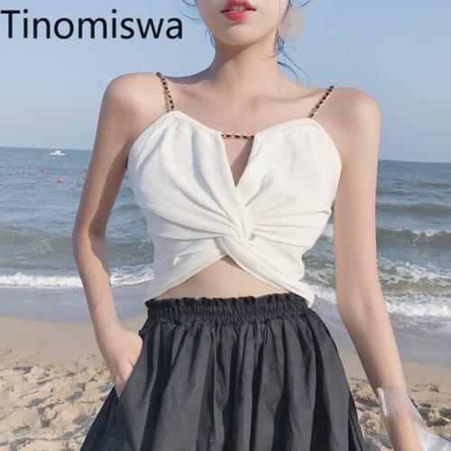 Tinomiswa Camisole Women Sexy Cross Solid Backless Summer All-match Backless Tanks Femme Streetwear Crop Tops Slim Chic A2347