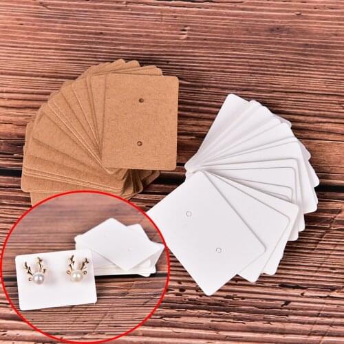 100PCS White Khaki Paper Jewelry Display Card Labels Ring Sticker Hangtag 100pcs Blank Paper Price Tag Labels Packaging