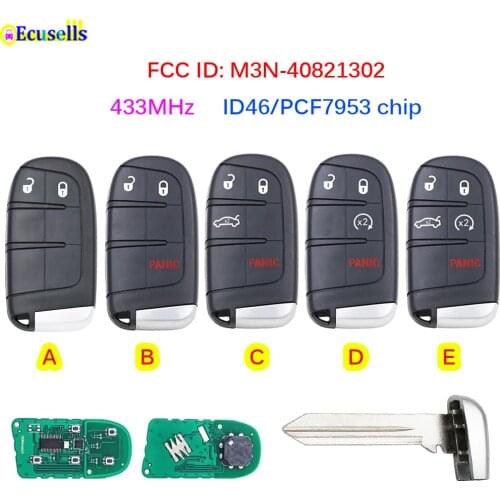 2/3/4/5 button Smart Remote Key Fob 433MHz PCF7953 chip for Chrysler 300 Dodge Dart Challenger Charger Durango M3N-40821302 CY22
