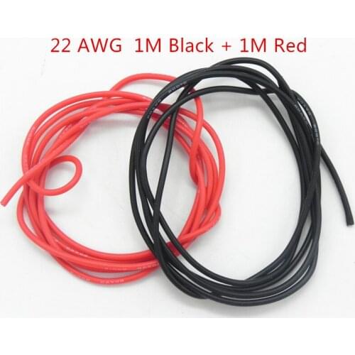 200 sets/lot 20/22AWG High temperature Silicone Cable Wire / Silica Gel Wire / Silicone Tinned copper Cable 1M Black+1M Red