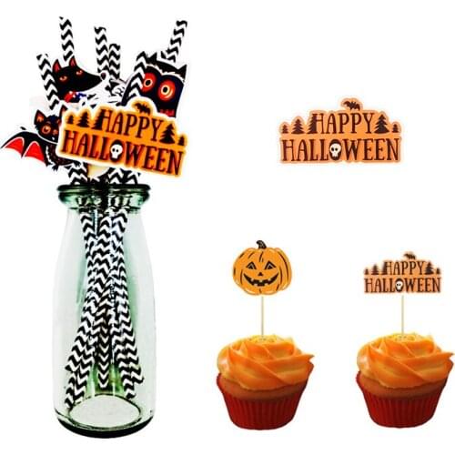50/100PCS Halloween Plug card insert straw party decor Candle decoration Halloween cup Toothpick labeling Desktop Ornaments