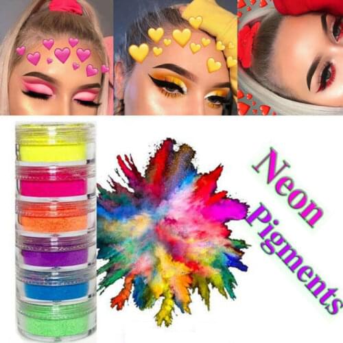 6 Colors Set Neon Eye Sequin Nail Art Pigment Powder Glitter Eyeshadow Cosmetic Makeup Set Eye Shadow Cosmetics TSLM1