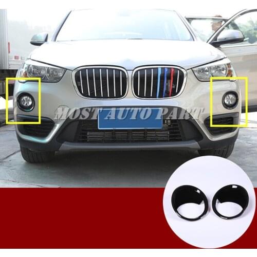 ABS Chrome Front Fog Light Lamp Trim Cover 2pcs For BMW X1 F48 2016-2019 Black/Silver Car accesories interior Car decoration