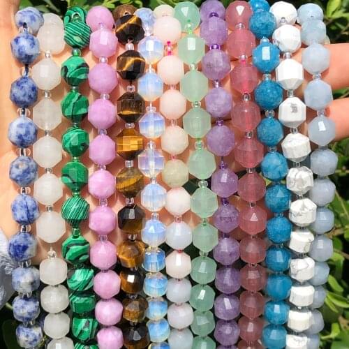 Natural Malachite Crystal Opal Jaspers Quartz Jades Stone Beads Olive Column Shape Faceted Beads For DIY Jewelry Making Bracelet