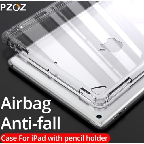 PZOZ Case with Pencil Holder For iPad 9.7 Pro 10.5 11 12.9 inch Case Ultra-Thin Soft TPU Silicone Transparent With Pencil Case