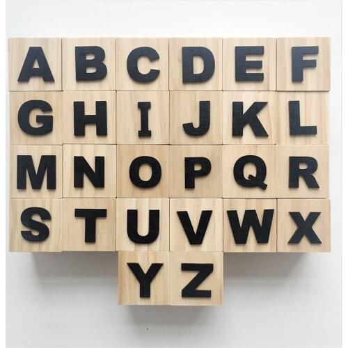 Wooden Letters Decoration For Baby Room Black And White Wood Alphabet Letter Tiles Bedroom Wood Wall Decor Decoracion Hogar 6cm