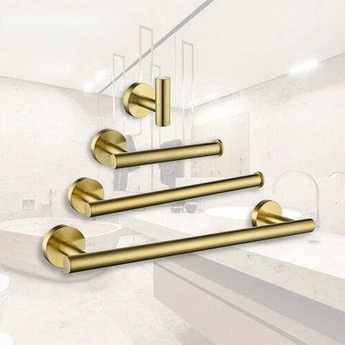 Brushed Gold Stainless Steel Toilet Paper Holder Wall Hook Towel Holder Rack Kitchen Organizer Bathroom WC Accessories