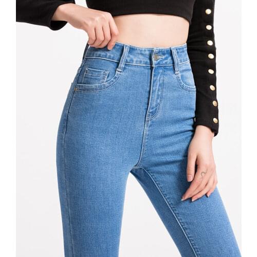 Slim Jeans For Women Skinny High Waist Denim Pencil Pants Stretch Waist Slim Female Trousers Elastic Slim Pencil Trousers