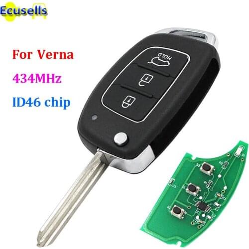 Floding flip Remote key Fob 3 Button 434MHz ID46 Chip for Hyundai ELANTRA new Verna