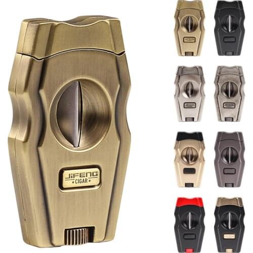 JIFENG Stainless Steel Cigar V Cut Blade Tobacco Cigarette Cigar Cutter Ring Gauge With Cigar Punch Stand 3 in 1 CT-005a