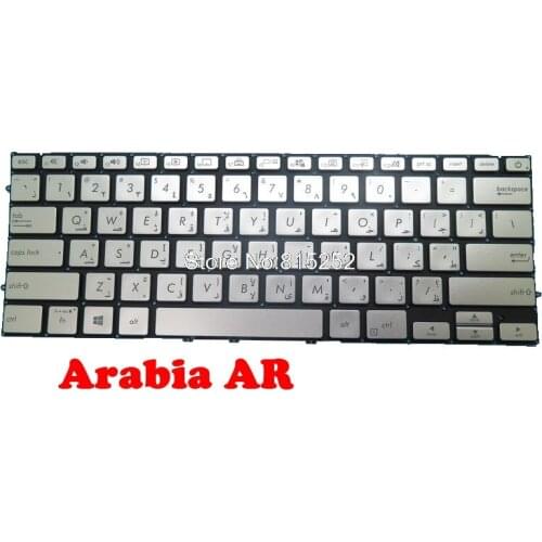 Laptop Backlit Keyboard For ASUS ZenBook 14 UX431 UX431FL UX431FLC UX431FA UX431FAC UX431FN UX431DA sliver Arabia 9Z.NFKBN.C0A