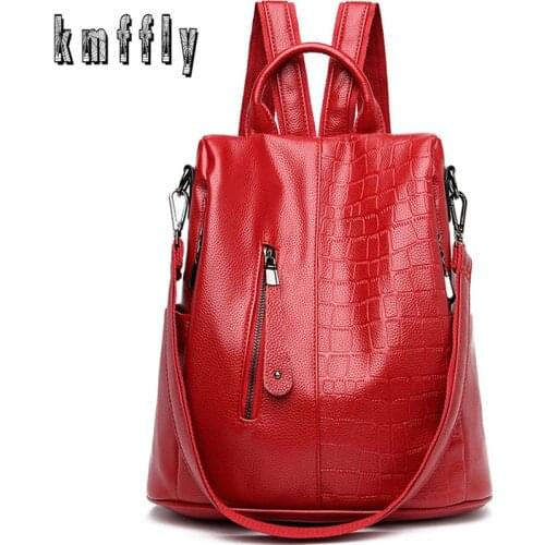 KMFFLY New Multiple Colors Women Fashion Backpacks High Quality Leather Bags Ladies Designer Luxury Backpacks For Women 2020