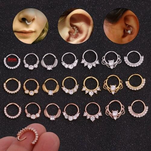 16G Nose Piercing Ring Indian Septum Clicker Nose Rings Piercing Body Jewelry Hoops Helix Piercing Ear Cartilage Gifts