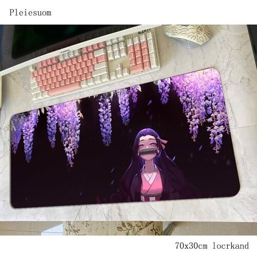 Demon Slayer mouse pad locked edge Computer mat 70x30cm gaming mousepad large esports padmouse keyboard games pc gamer desk