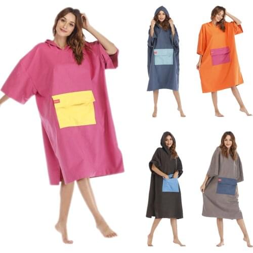 Surf Changing Robe Beach Poncho Microfiber Bathrobe Bath Towel for Surfer Swimmer Kayaker Unisex Adult Teens Kids