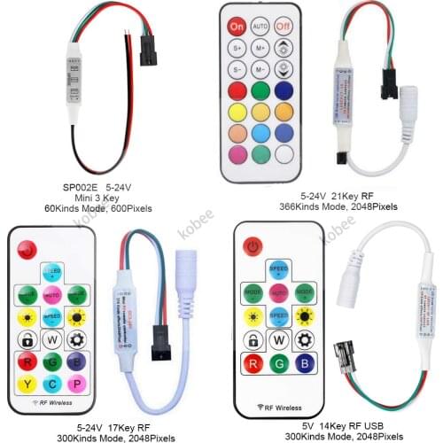 Mini 3key RF 14key 17key 21key Led Pixel Strip DC5-24V Light Controller For WS2811 WS2812B SK6812 6803 With Remote Controller