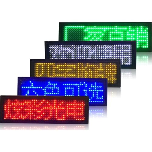 Multi Languge Support Red Color Scrolling Message Led Name Badge Dots Single Color Rechargeable Led Name Tag For Event