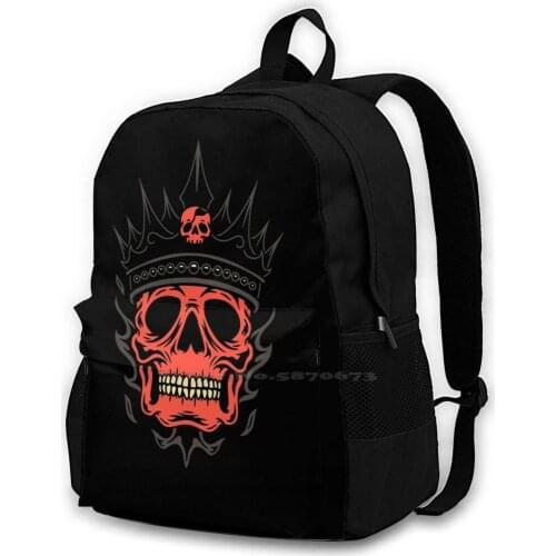 Skeleton King Fashion Travel Laptop School Backpack Bag Skull King Skeleton Skull King Skeleton King Red Red Skull Gothic