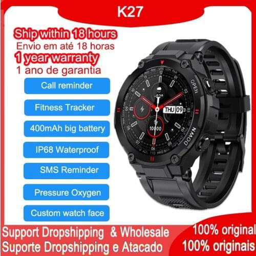 K27 Men Smart Watch 400mAh Fitness Tracker Heart Rate Pressure Oxygen Monitor Waterproof Smartwatch Clock K22 Upgrated Version
