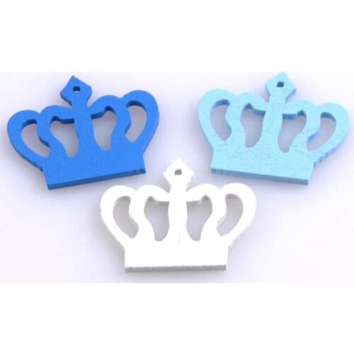 Pack of 50pcs New Pierced Crown Pattern Wooden Scrapbooking Decoration 22x25mm Sewing Craft MT0731