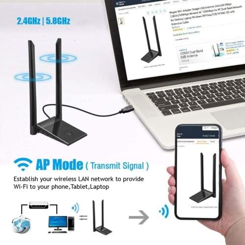 Desktop Dual Band Wireless Wifi Adapter USB 3.0 WiFi Adapter 1200Mbps Wireless Network Card Wi-Fi Receiver for Computer