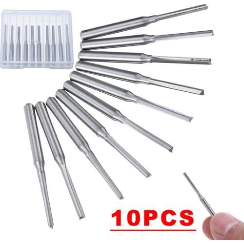 New 10pcs Straight Slot Drill Bits Solid CNC Carbide Cutter 2 Flute Router Bits
