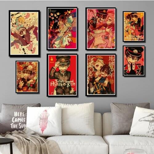Perfect JL Vintage Japanese Anime Jibaku Shounen Hanako-kun Retro poster Kraft Poster Home Decor wall stickers
