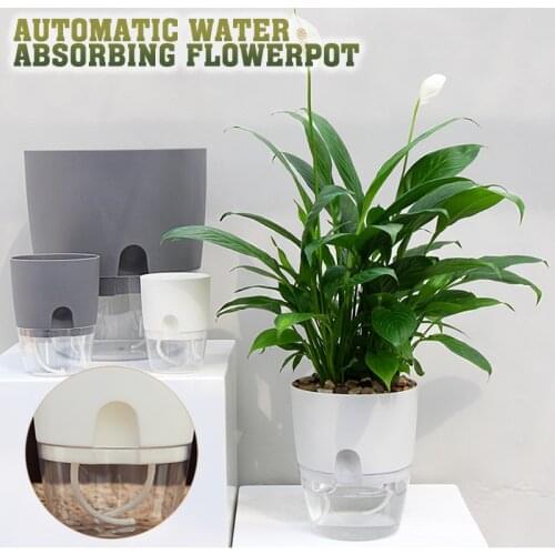 Plastic Watering Planter Handmade 2 Layer Self Watering Plant Flower Pot With Water Container Plant Flower Pot Home Decor