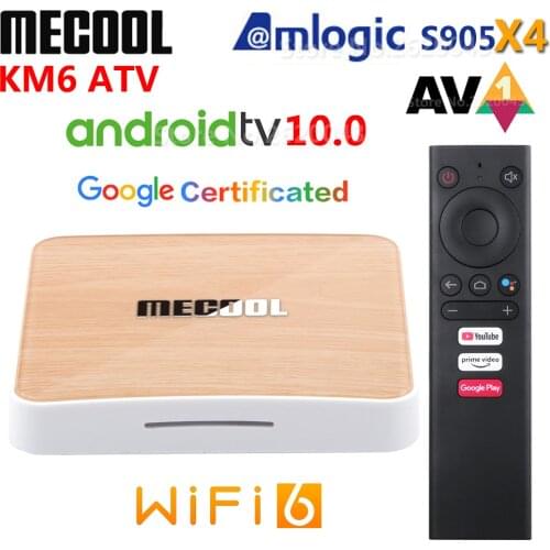 Mecool KM6 Android 10 ATV Smart TV Box Amlogic S905X4 AV1 2G/4GB RAM 16G/64GB ROM 2.4G 5G WiFi 6 Bluetooth 4K HD Media Player
