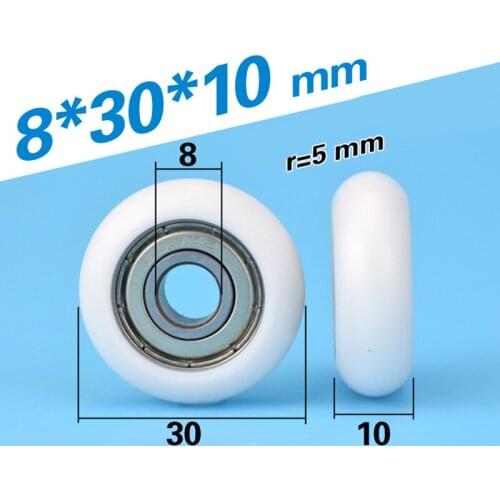 [R0830-10] 10PCS low noise 608zz inner 8mm ball bearing roller round type window door guide sliding roller wheel 8*30*10mm