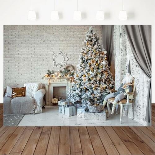 Christmas Photography Background Christmas Tree Gift Soft Fireplace Indoor Backdrop Decoration Props Banner For Photo Studio