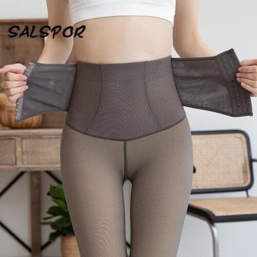 SALSPOR High Waist Thick Women Leggings Keep Warm Adjustable Waist Slimming Sexy Winter Plus Velvet Legging Elastic Feminino