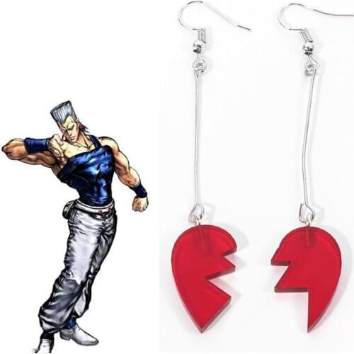 JoJo Bizarre Adventure Earring Jean Pierre Polnareff Cosplay Earrings Prop Personality Heart Shaped Earrings