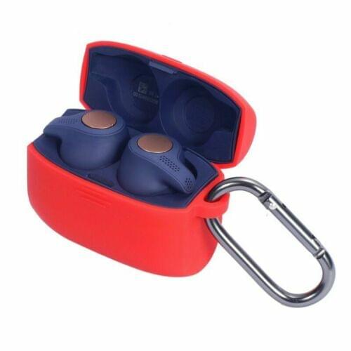 Silicone Earphone Case for Jabra Elite 65 t Wireless Sport Headset Shockproof Protective Cover with Anti-Lost Hook Portable Case