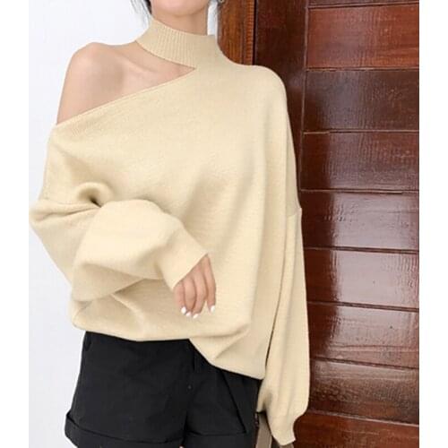 Sweater Women Off Shoulder Korean Style Turtleneck Mujer Ladies Outwear Elegant Feminino Streetwear Autumn Pullovers Tops