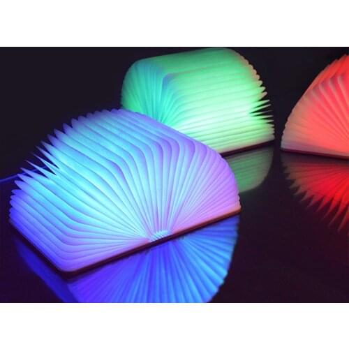 USB LED Smart Wooden Book Lamp Light with Bluetooth Speaker for MP3 Player Remote Control Colorful Night Light Bedside Booklamp