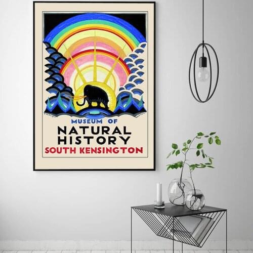 Vintage London Poster for the Underground Kensington Natural History Museum Canvas Painting Nordic Wall Pictrues for Living Room